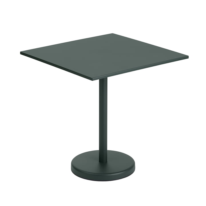 The Linear Steel table from Muuto , 70 x 70 cm, dark green
