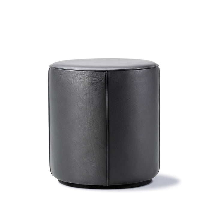 Mono Pouf Ø 39 cm by Fredericia in leather 301 black