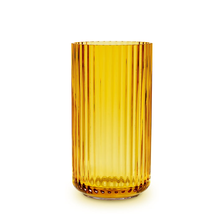 The glass vase from Lyngby Porcelæn , H 20,5 cm, amber