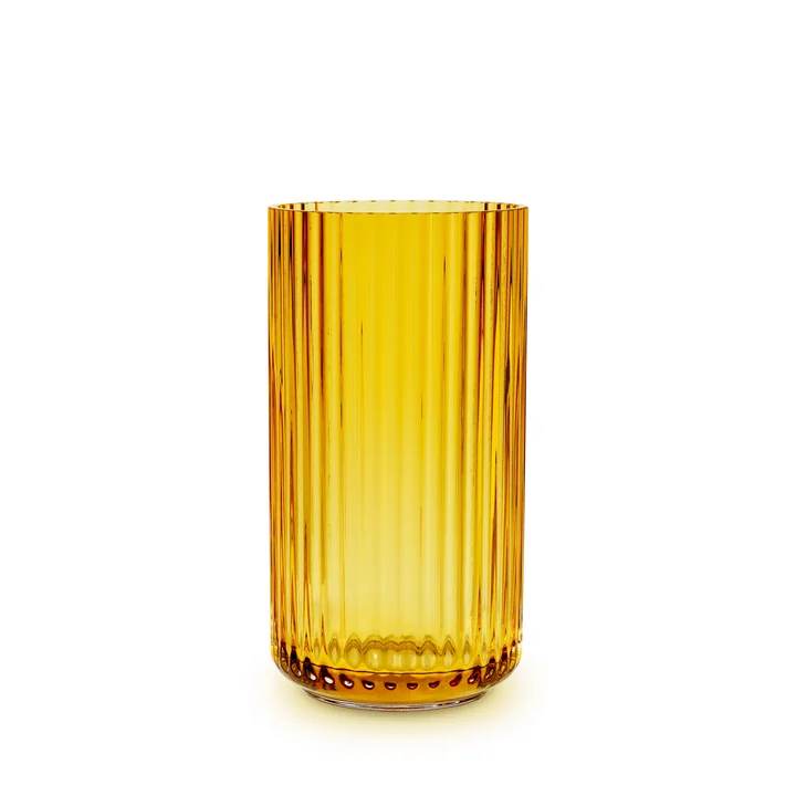 The glass vase from Lyngby Porcelæn , H 15.5 cm, amber