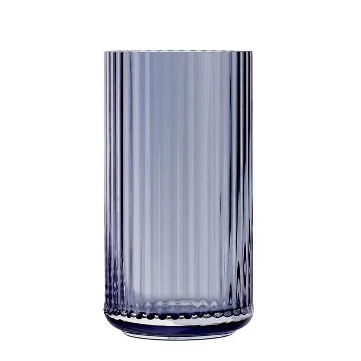 The glass vase from Lyngby Porcelæn , H 31 cm, midnight blue