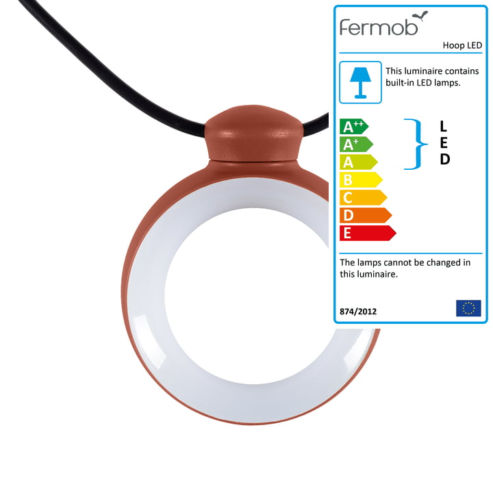 The Hoop LED light garland from Fermob , ocher red