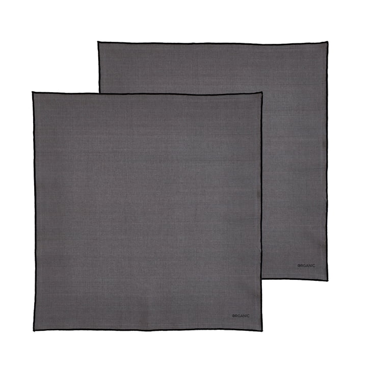 The Organic cloth napkins from Södahl , 50 x 50 cm, grey / black (set of 2)