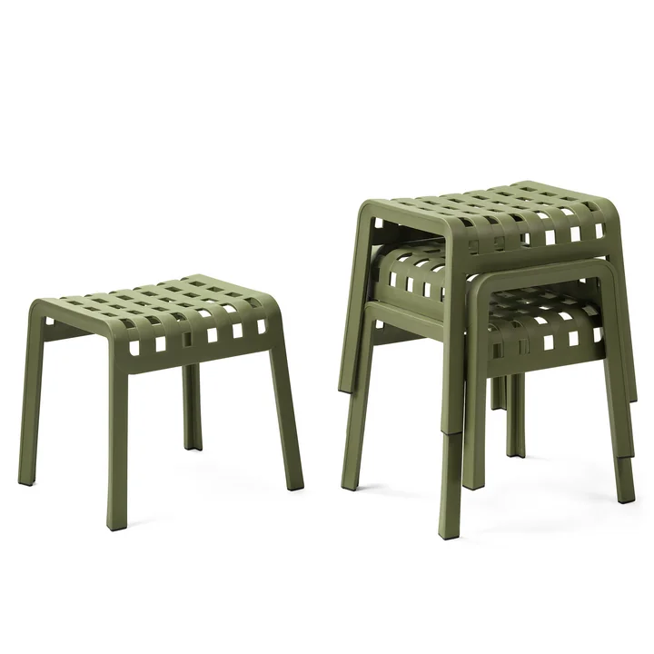 The Poggio stool from Nardi is stackable