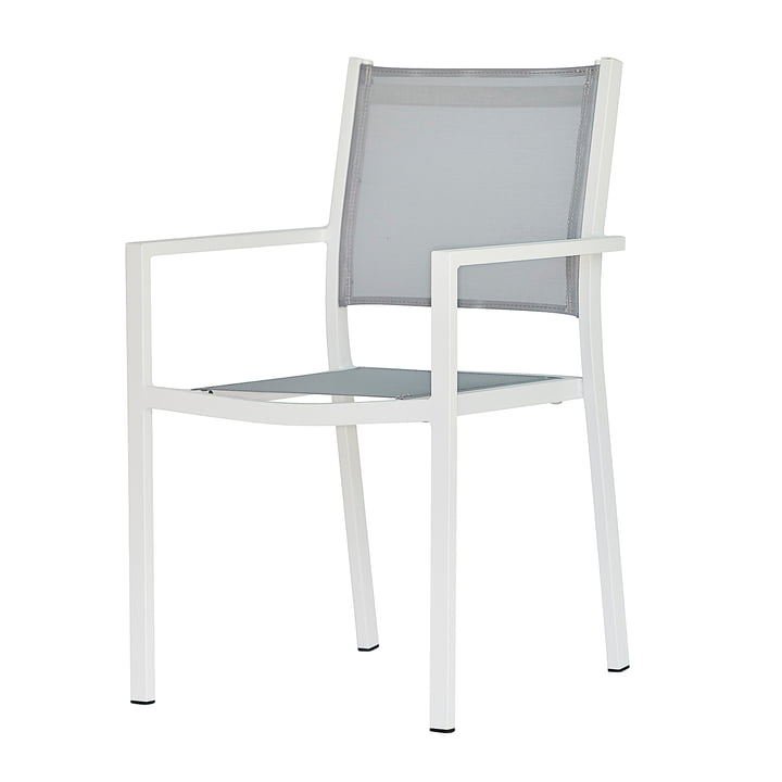 The Aria stacking chair from Fiam , white / grey