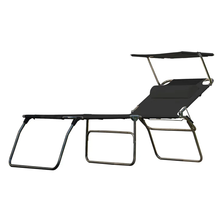 The Amigo Big 50+ Sun three-legged lounger from Fiam with sun canopy and bolster, black