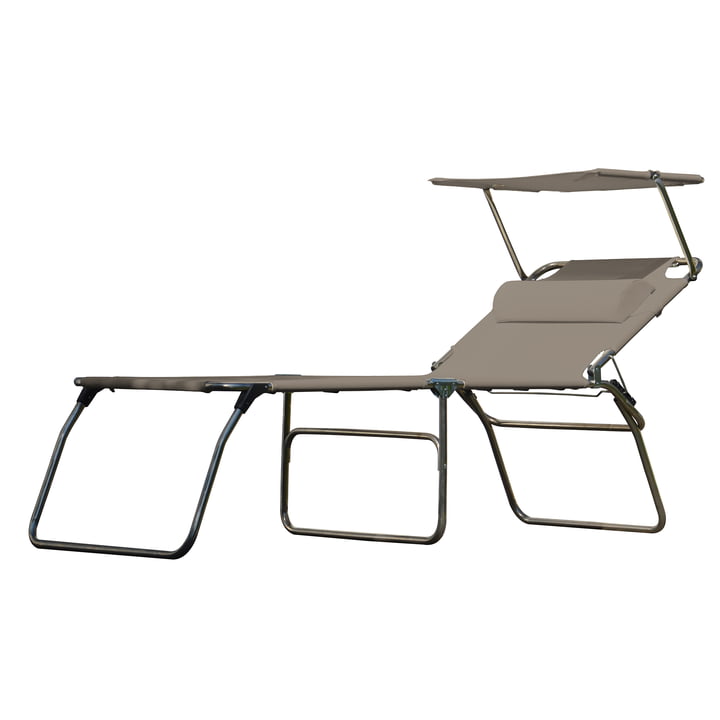 The Amigo Big 50+ Sun three-legged lounger from Fiam with sun canopy and bolster, taupe