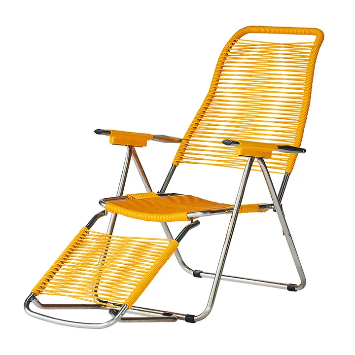The deck chair Spaghetti by Fiam, frame aluminum / covering yellow