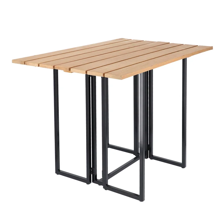 The Time folding table from Jan Kurtz made of teak with aluminium frame, 100 x 69 cm, black/nature