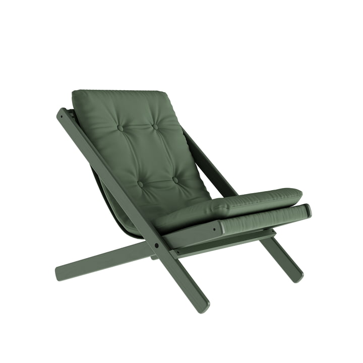The Boogie Staycation folding chair from Karup design, lawn green lacquered / olive green