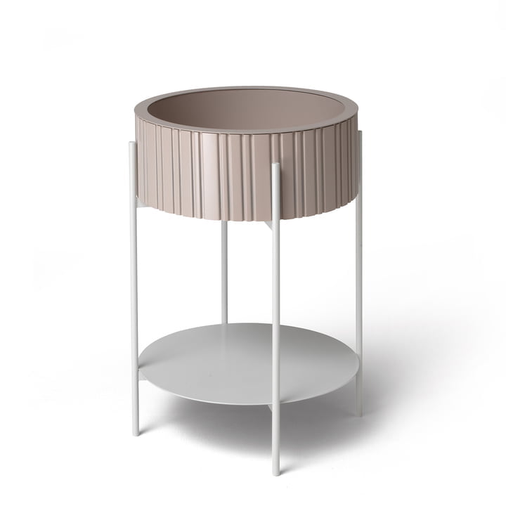 TWIST Box side table with storage by Müller Möbelfabrikation in powder pink / signal white