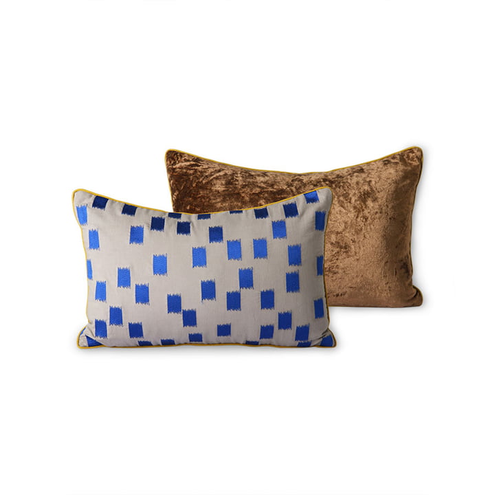 The DORIS Vintage cushion from HKliving , 25 x 40 cm, blue brush