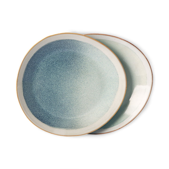 The 70's plate from HKliving , Ø 22 cm, green-blue (set of 2)