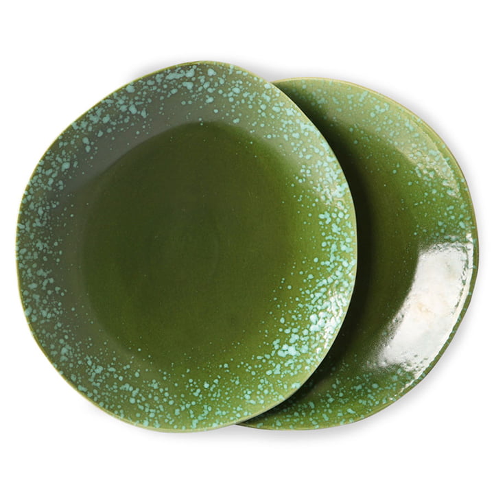 The 70's plate from HKliving , Ø 29 cm, green (set of 2)