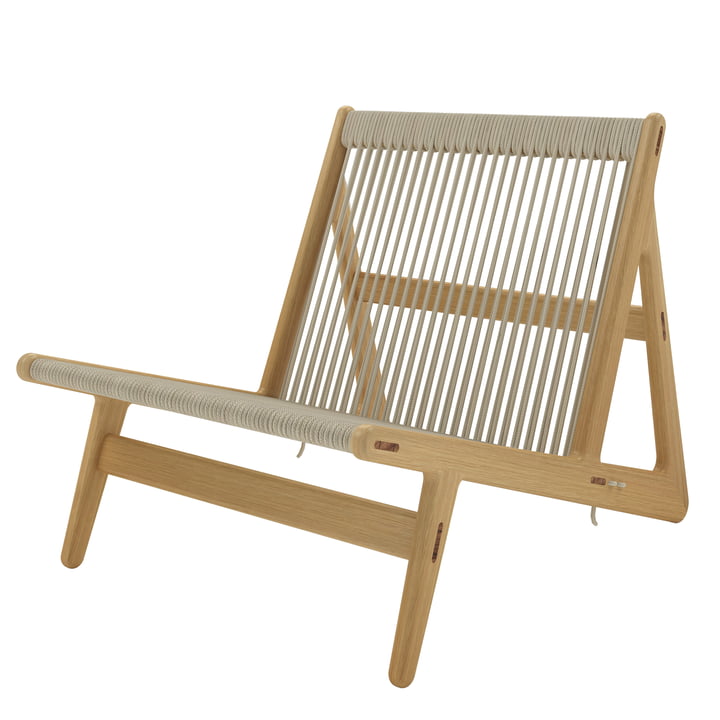 MR01 Lounge Chair from Gubi in oak / natural wickerwork
