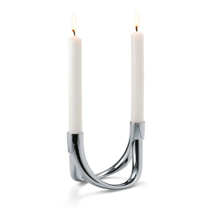 Bow Candleholder for 2 candles from Philippi in silver