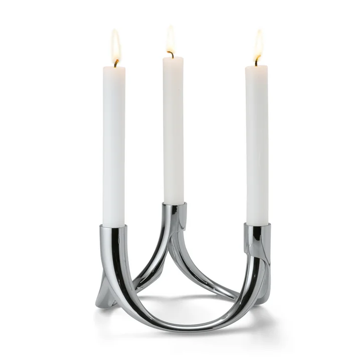 Bow Candleholder for 3 candles from Philippi in silver