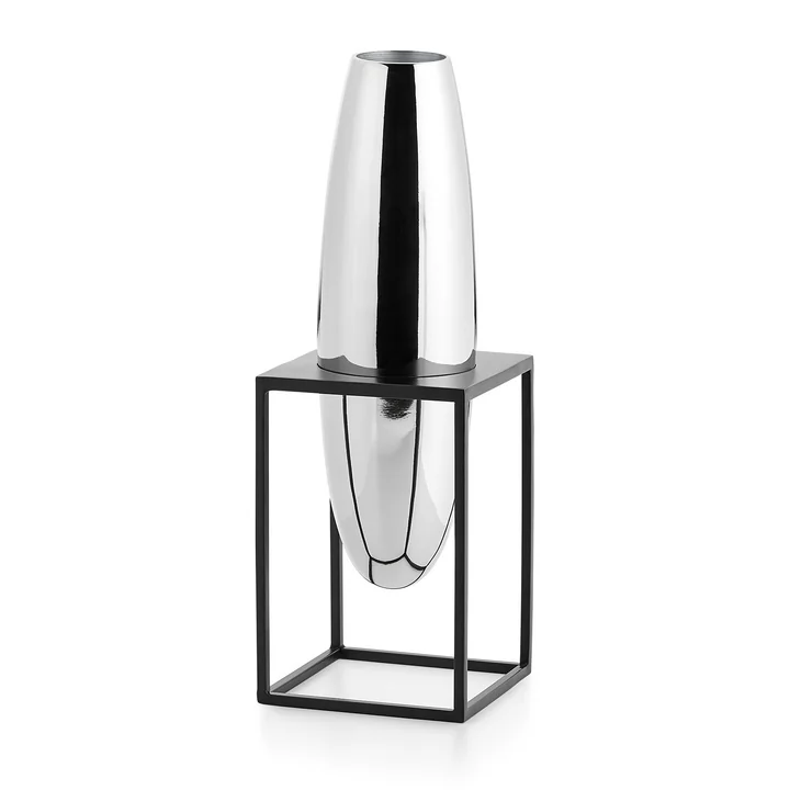 Solero Vase S in stand from Philippi in silver / black