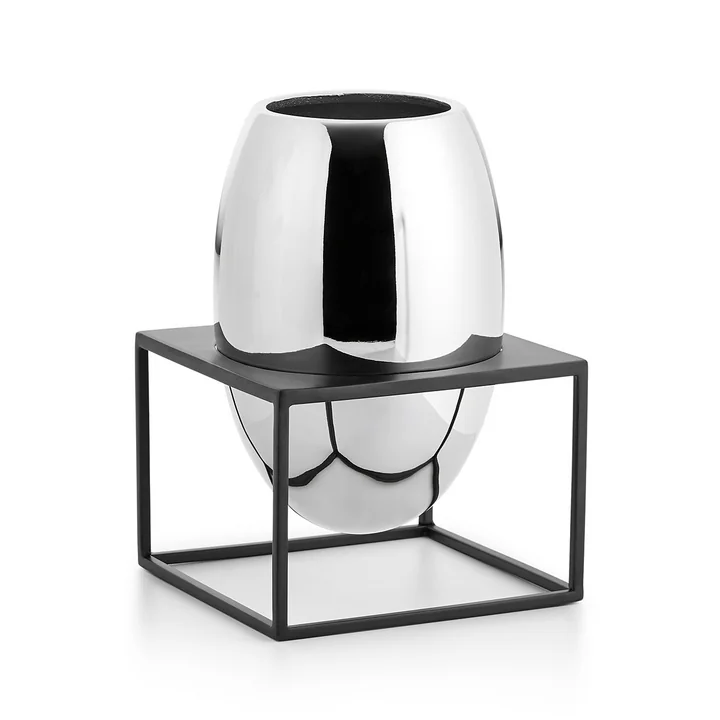 Solero Vase L in stand from Philippi in silver / black