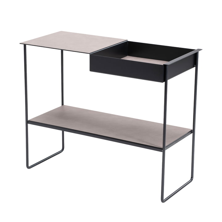 Console table with tray from LindDNA in steel black / Bull warm grey