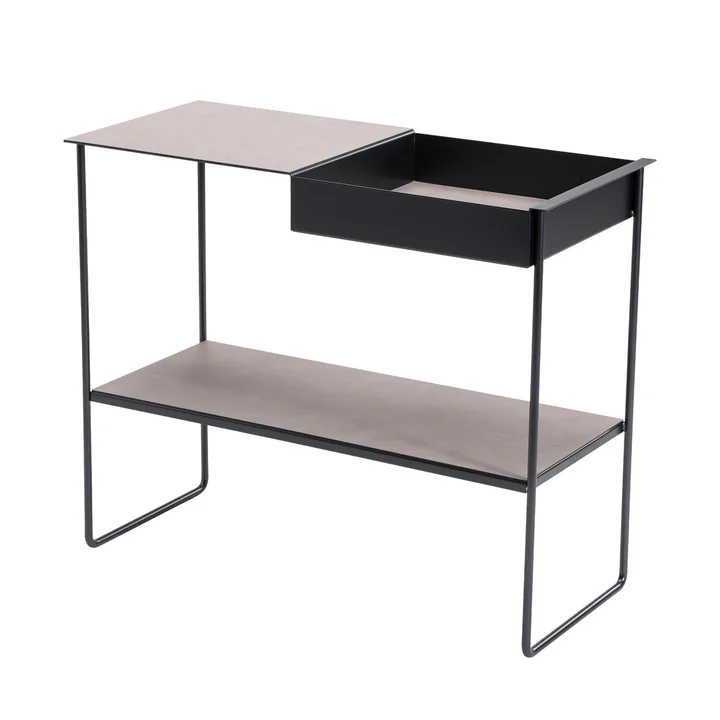 Console table with tray from Lind DNA in steel black / Bull warm grey