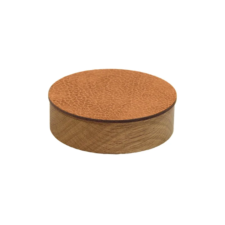 Wood Box with lid round S Ø 11 cm from Lind DNA in oak nature / nature