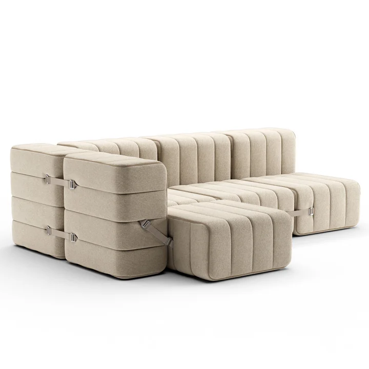 Curt Sofa set 9 from Ambivalenz in the color grey / beige (Jet - 9110)