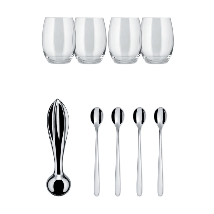 The Player Bar Set from Alessi made of crystal glass / stainless steel (9 pcs.)