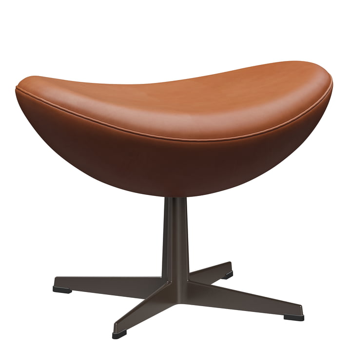 The Egg footstool from Fritz Hansen , brown-bronze / Grace leather walnut