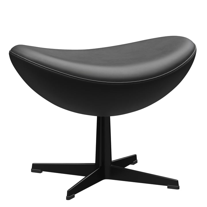 The Egg footstool from Fritz Hansen , black / essential leather black