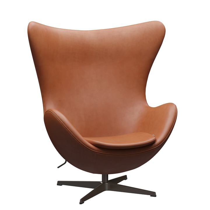 The Egg Chair from Fritz Hansen , brown-bronze / Grace leather walnut