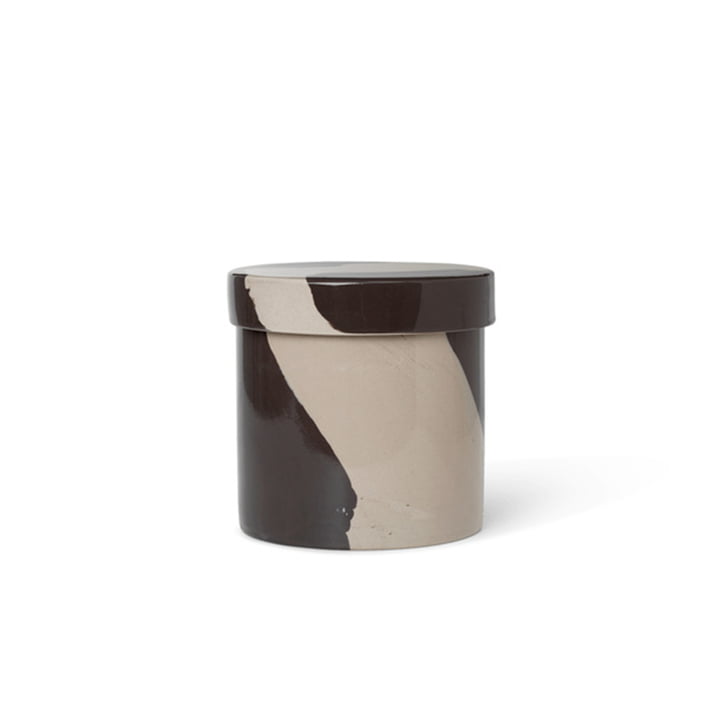 Inlay Stoneware container Ø 14,5 cm by ferm Living in sand / brown