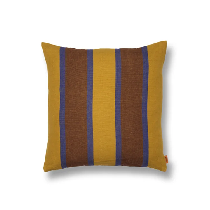Grand cushion 50 x 50 cm by Ferm Living in lime / dark blue / chocolate