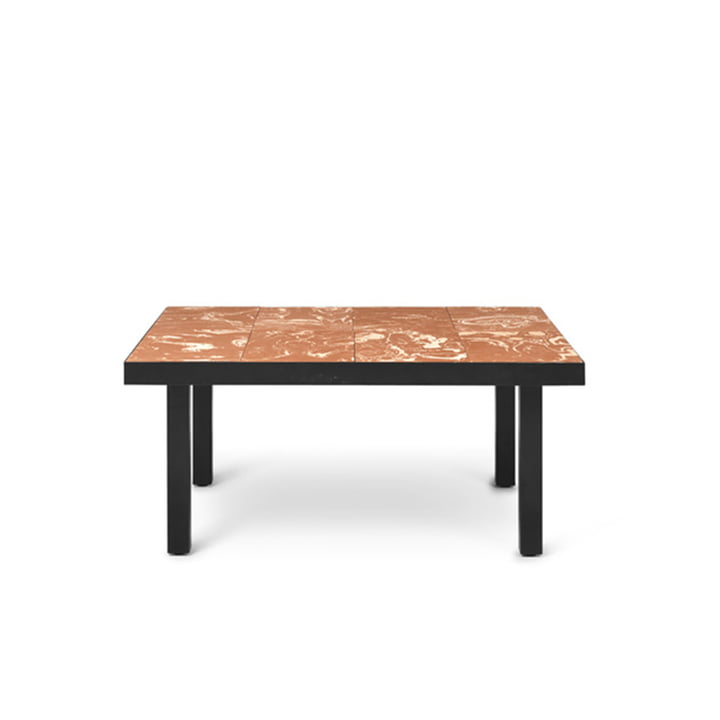 Flod Tile side table 61 x 81 cm by ferm Living in terracotta / black