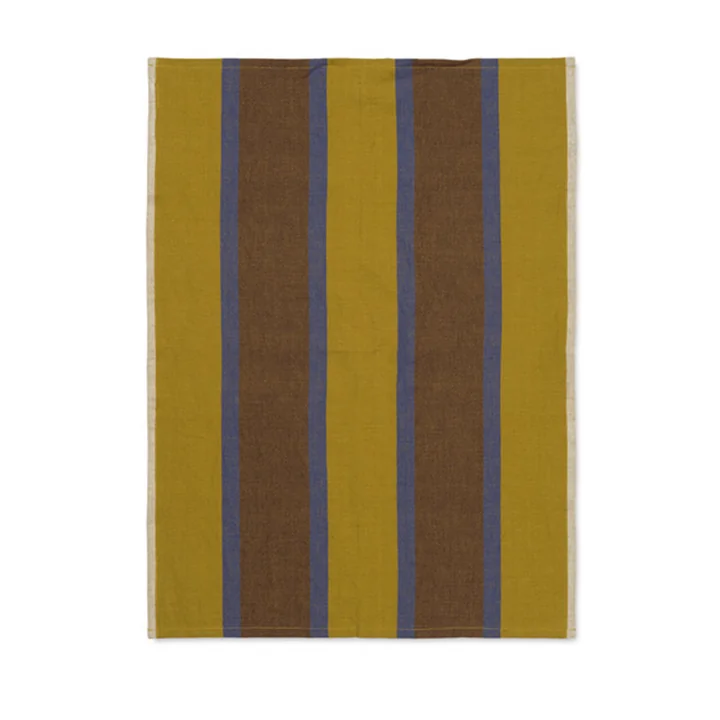Hale Tea towel from Ferm Living in the colors lime-dark blue-chocolate