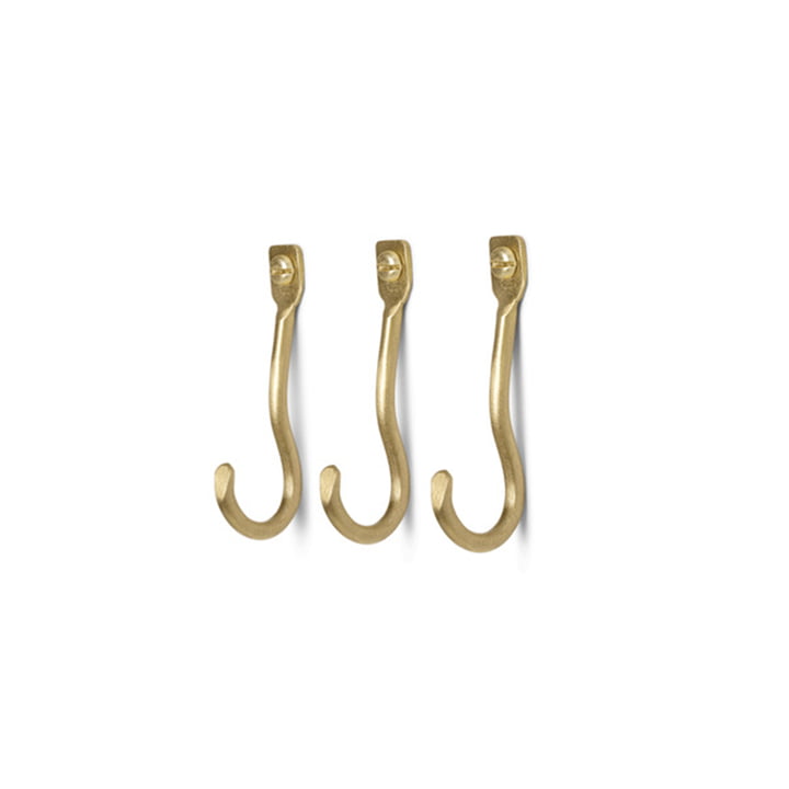 Curvature Wall hooks by ferm Living in brass (set of 3)