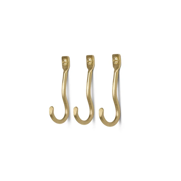 Curvature Wall hooks by Ferm Living in brass (set of 3)