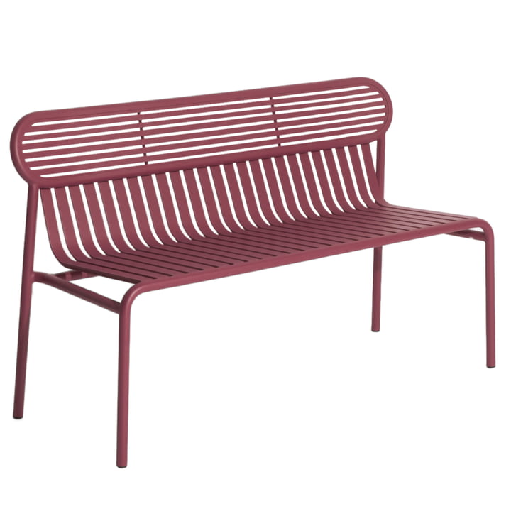 The Week-End Outdoor bench from Petite Friture , burgundy