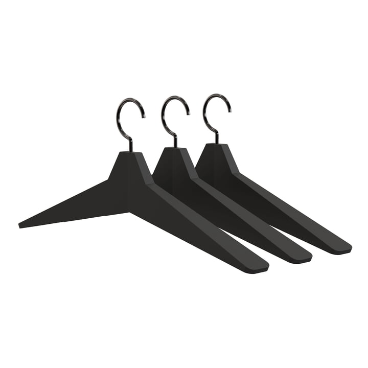The coat hangers Unu 4 in a set of 3, black
