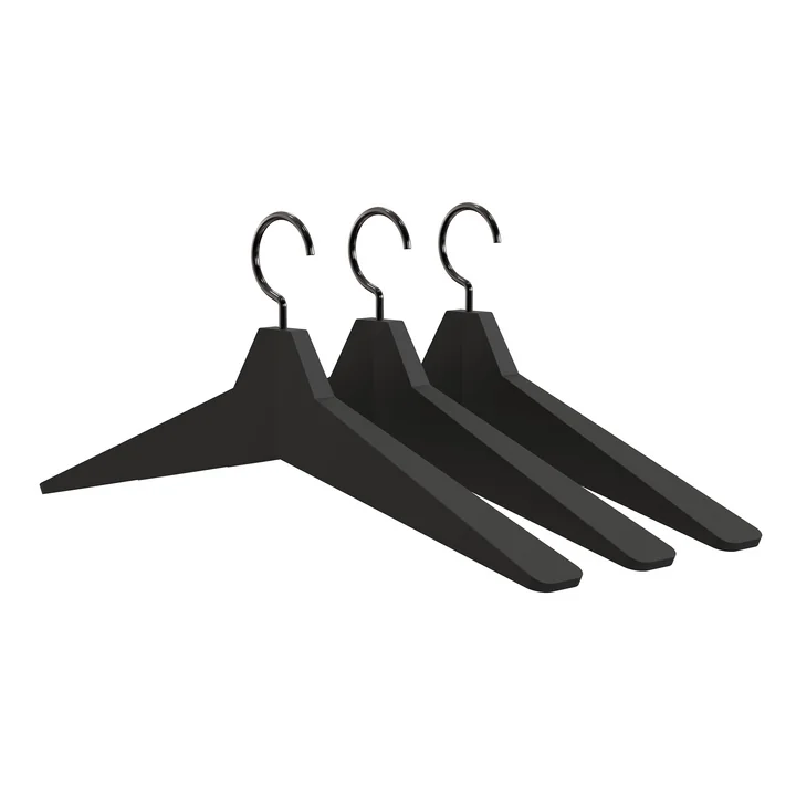 The clothes hangers Unu 4 in a set of 3, black
