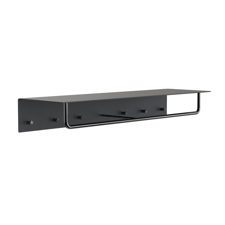 The Unu wall coat rack with hook and bar from Frost , 1000 mm, black / black