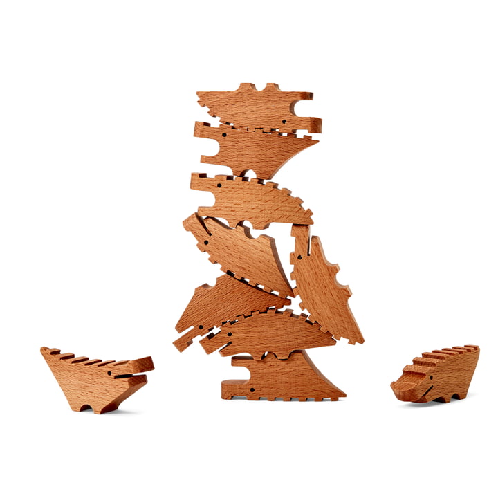 The Croc Pile Mini wooden crocodiles from Areaware , small, natural (set of 10)