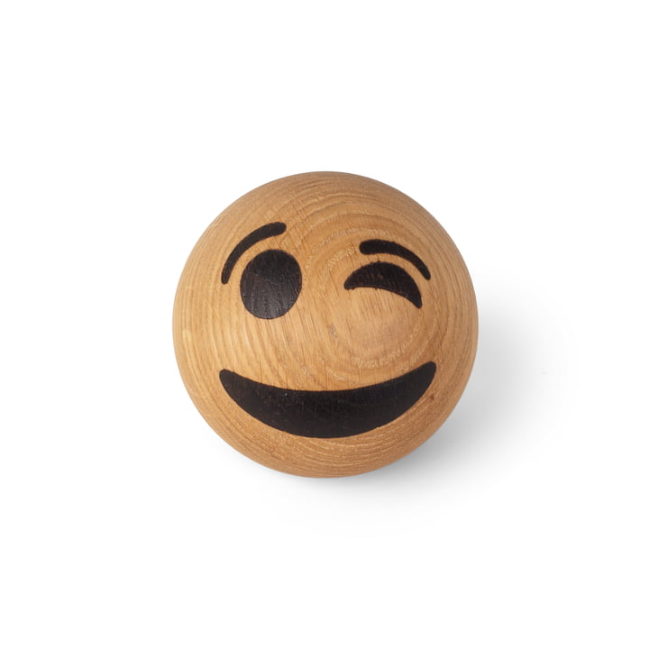 Spring Emotions Wood emoticon from Spring Copenhagen in the variant winking face