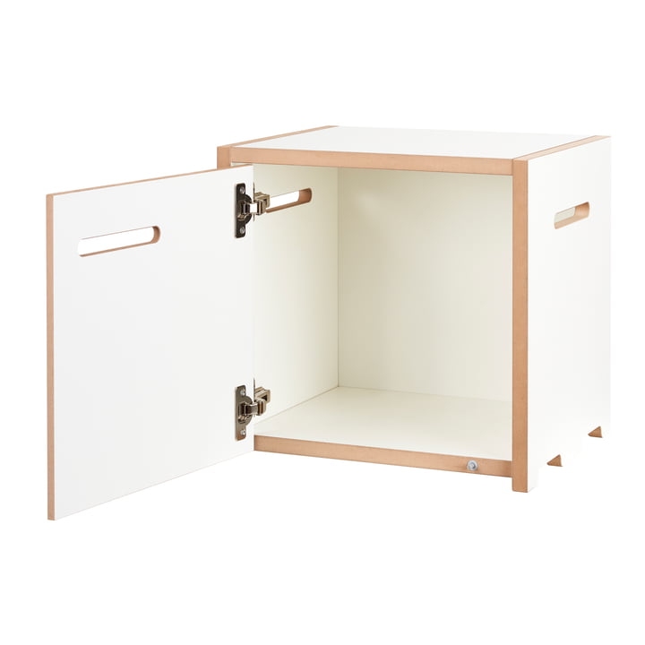 halbstark Shelving system basic module with door left from Tojo in white