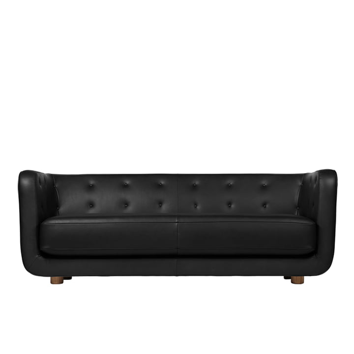 Vilhelm Sofa L 217 cm from Audo in smoked oak / leather / Nevada black (0500S)