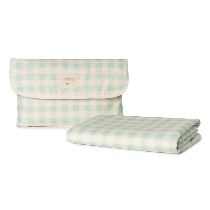 The Sunshine picnic blanket from Nobodinoz, 140 x 140 cm, opaline vichy