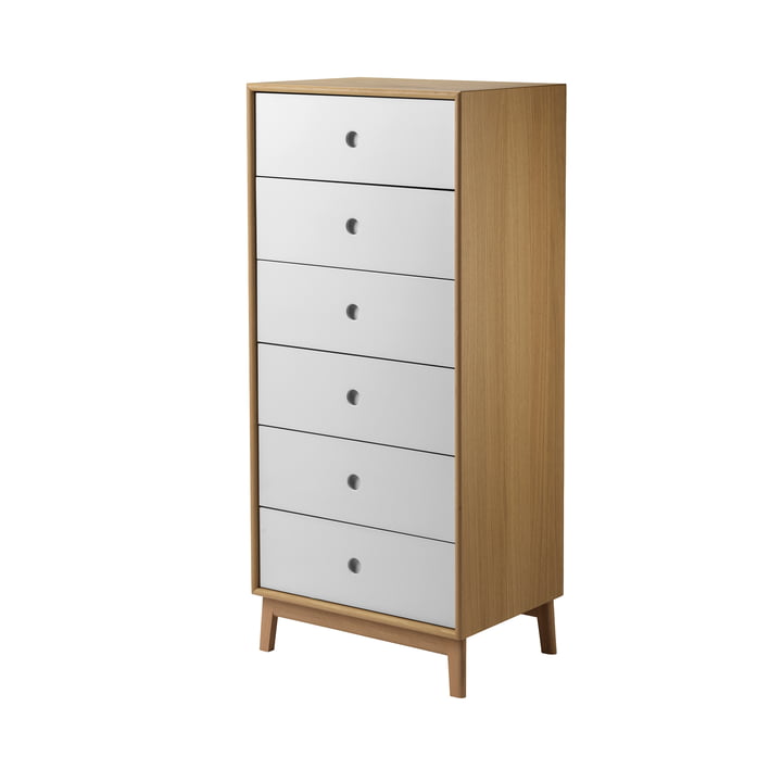 A87 Butler chest of drawers from FDB Møbler in natural lacquered oak / white