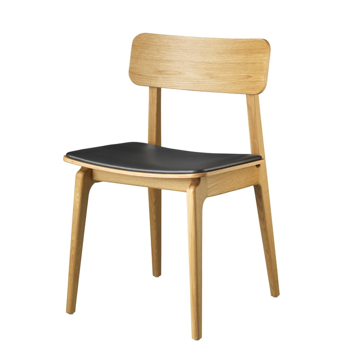 J175 Åstrup Chair from FDB Møbler in natural oak / black leather