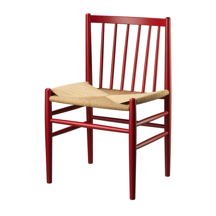 J80 Chair from FDB Møbler in beech ruby red / natural wickerwork