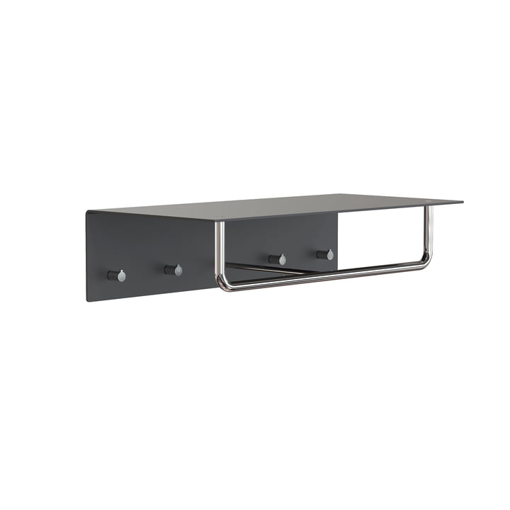 The Unu Wall coat rack with hook and bar from Frost , 600 mm, black / polished